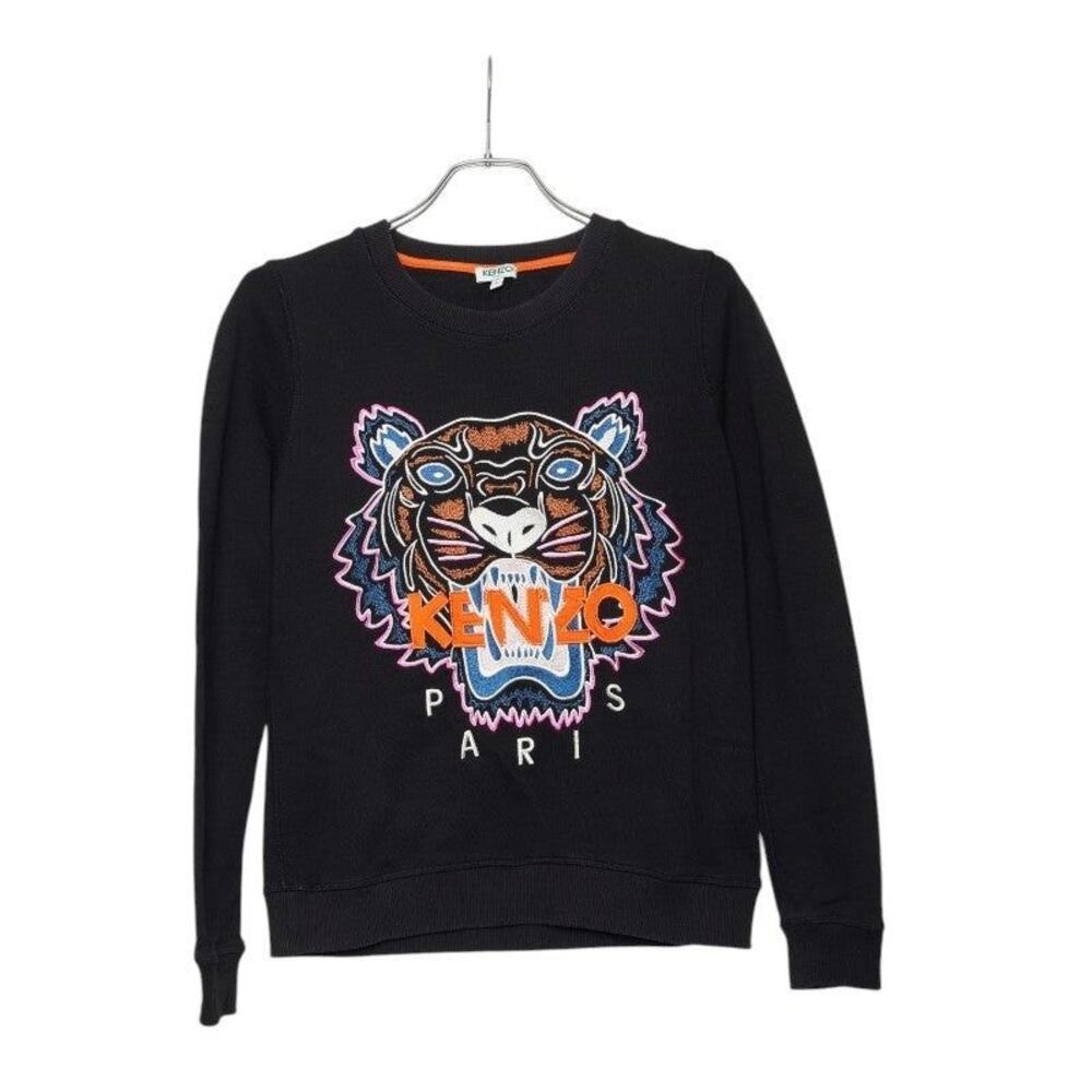 Kenzo Tiger Embroidery Cotton Polyurethane Sweatshirt Black
